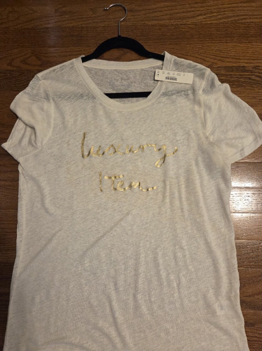 NWT J. Crew "Luxury Item" In Gold Script, Size M
